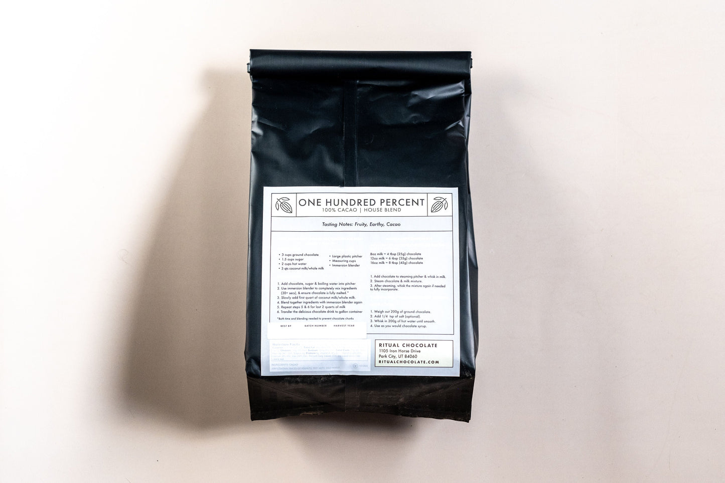 One Hundred Percent Cacao Drinking Chocolate 5lb - Wholesale